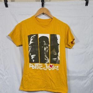 Poetic Justice Graphic T-Shirt - Yellow Womens Size Small (Glori)
